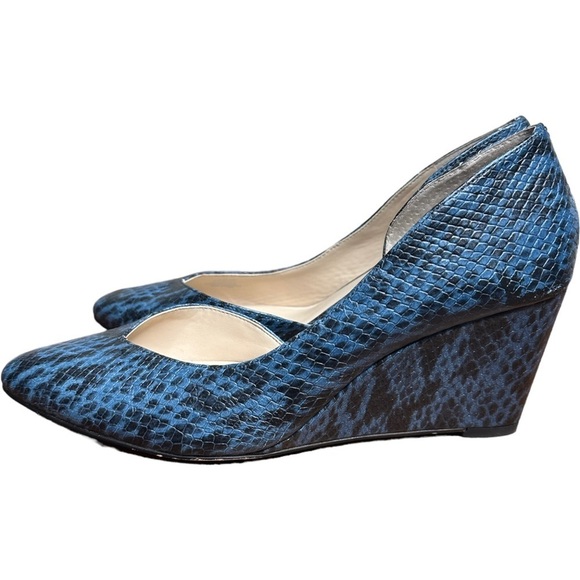 1. State Leather Snake Embossed d’Orsay Wedge Melman Pumps 8 1/2 - Picture 5 of 10